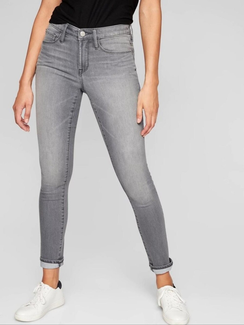 Athleta SculptTek Skinny Jeans Gray Wash Stretch Denim Size 8 Flattering